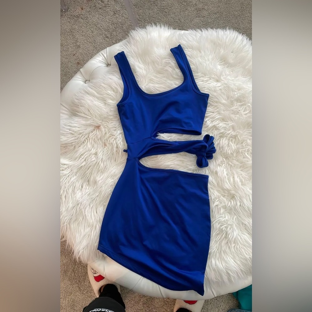 Blue cut out tight dress